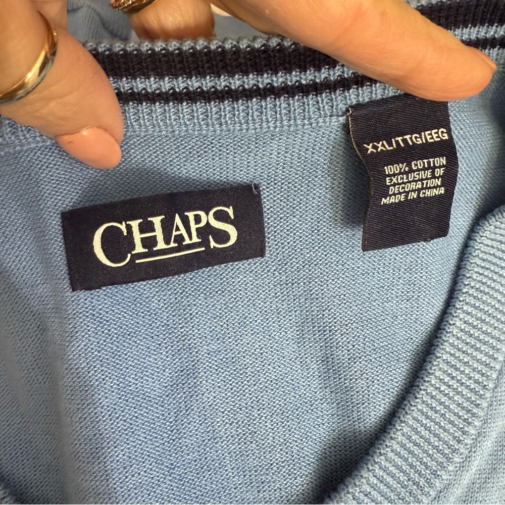 Chaps Golf Blue V-neck sweater vest size XXL - Picture 7 of 9